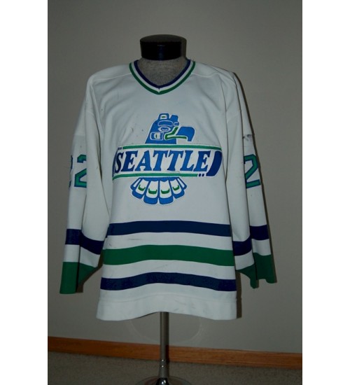 Custom WHL Seattle Thunderbirds 1992 94 Tyler Quiring Home Hockey Jersey White